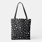 White Polka Dots on Black Tote トートバッグ (裏面)