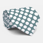 White Polka Dots on Dusty Blue Custom Necktie ネクタイ (ロール)
