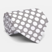 White Polka Dots on Gray Custom Necktie ネクタイ (ロール)