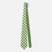 White Polka Dots on Green Custom Necktie ネクタイ (正面)