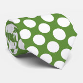 White Polka Dots on Green Custom Necktie ネクタイ (ロール)