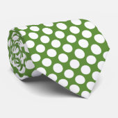 White Polka Dots on Green Custom Necktie ネクタイ (ロール)