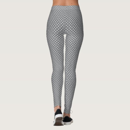 White Polka Dots On Grey Leggings レギンス (裏面)