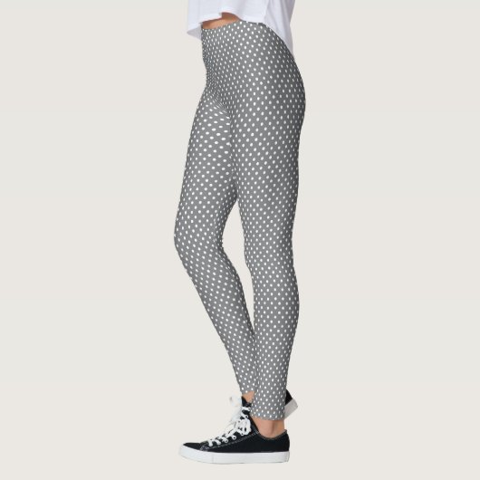 White Polka Dots On Grey Leggings レギンス (左)