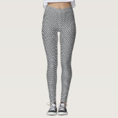 White Polka Dots On Grey Leggings レギンス (正面)