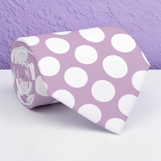 White Polka Dots on Lavender Custom Necktie ネクタイ