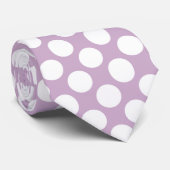 White Polka Dots on Lavender Custom Necktie ネクタイ (ロール)
