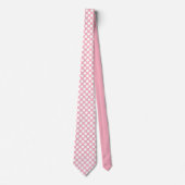 White Polka Dots on Pink Custom Necktie ネクタイ (正面)
