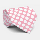 White Polka Dots on Pink Custom Necktie ネクタイ (ロール)