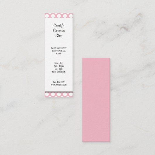 White Polka Dots on Pink Editable Business スキニー名刺 (正面/裏面)