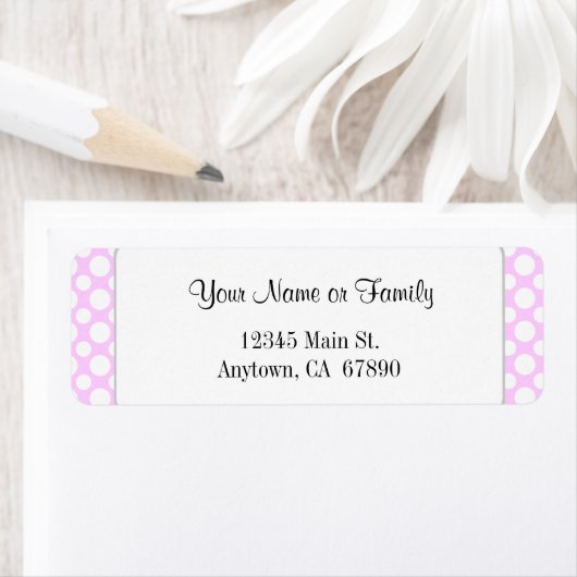 White Polka Dots on Pink Editable Return Address ラベル (インサイチュ)