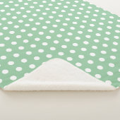 White Polka Dots on Sage Green  シェルパブランケット (3/4)
