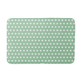 White Polka Dots on Sage Green  バスマット