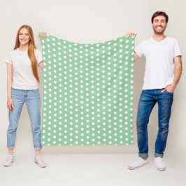 White Polka Dots on Sage Green  フリースブランケット