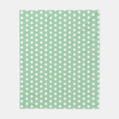 White Polka Dots on Sage Green フリースブランケット (正面)