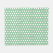 White Polka Dots on Sage Green フリースブランケット (正面(横))