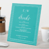 White Polka Dots on Teal – Personalized Wedding 台座サイン (インサイチュ)