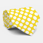 White Polka Dots on Yellow Custom Necktie ネクタイ (ロール)