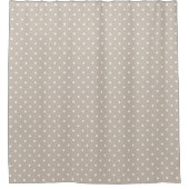 White Polka Dots Pattern On Beige シャワーカーテン (正面)