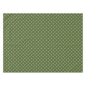 White Polka Dots Pattern On Olive Green Background テーブルクロス (正面(横))