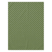 White Polka Dots Pattern On Olive Green Background テーブルクロス (正面)