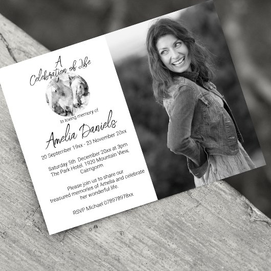 White Pony Photoお祝いof Life Card 招待状