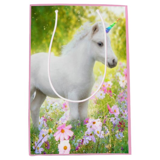 White Pony Unicorn ミディアムペーパーバッグ (正面)