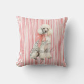 White Poodle Dog Hello Beautiful クッション (正面)