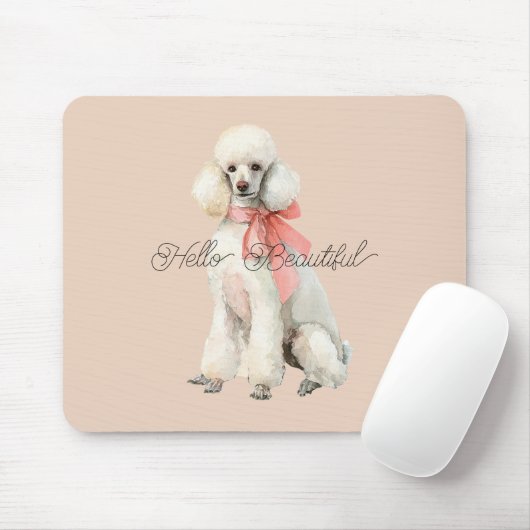 White Poodle Dog Hello Beautiful マウスパッド (マウス)