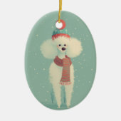 White Poodle Holiday Keepsake セラミックオーナメント (正面)