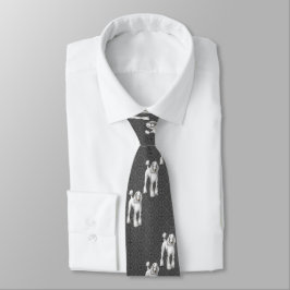 White Poodles on Gray Background Tie ネクタイ