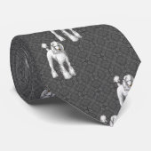 White Poodles on Gray Background Tie ネクタイ (ロール)