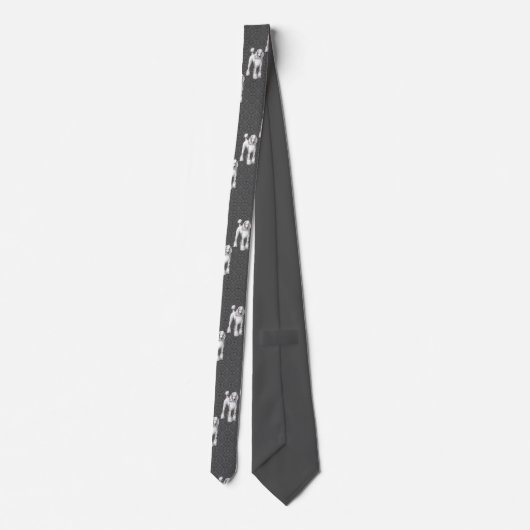 White Poodles on Gray Background Tie ネクタイ (裏面)