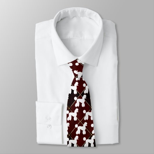 White Poodles on Plaid Necktie ネクタイ (タイ)