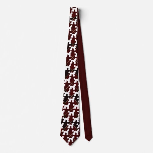 White Poodles on Plaid Necktie ネクタイ (正面)