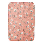 White Poppies Bath Mat in Red バスマット (正面縦)