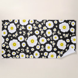 White Poppies Beach Towel ビーチタオル