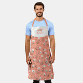 White Poppies Custom Name Apron エプロン (着用した状態)
