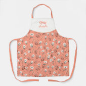 White Poppies Custom Name Apron エプロン (正面)
