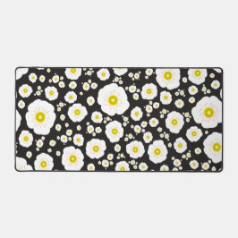 White Poppies Desk Mat デスクマット