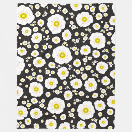 White Poppies Fleece Blanket (3 Sizes) フリースブランケット