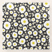 White Poppies Glass Coaster ガラスコースター (正面)