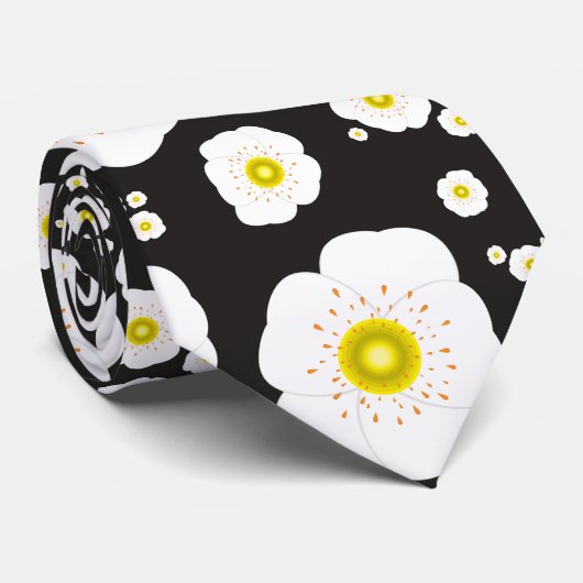 White Poppies Neck Tie ネクタイ (ロール)