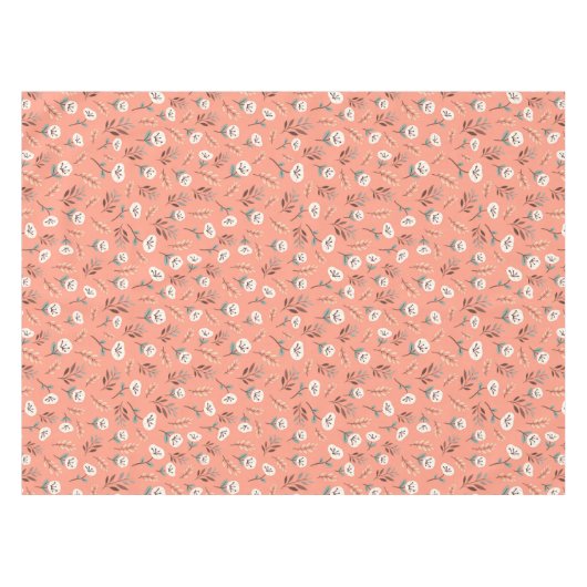 White Poppies on Bold Red Tablecloth テーブルクロス (正面(横))