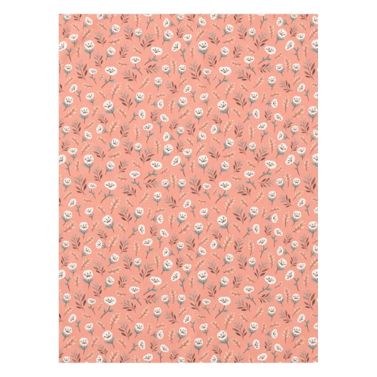 White Poppies on Bold Red Tablecloth テーブルクロス (正面)