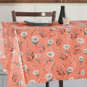 White Poppies on Bold Red Tablecloth テーブルクロス