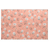 White Poppies on Red Fabric ファブリック (ファットクウォーター)