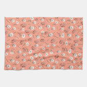 White Poppies on Red Kitchen Towel キッチンタオル (横)