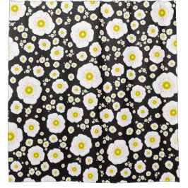 White Poppies Shower Curtain シャワーカーテン
