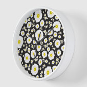 White Poppies Wood Framed Clock 壁時計 (傾斜)